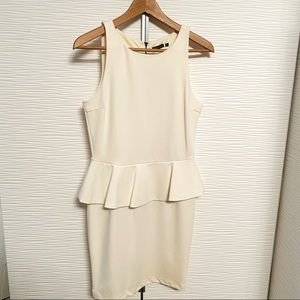 The Letter Off-White Peplum Sheath Dress